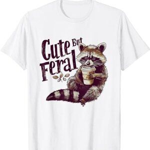 Raccoon Cute But Feral Funny Animal Vintage Humor Wildlife Graphic T-Shirt 24